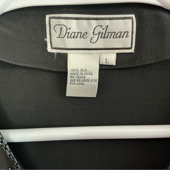 Diane Gilman Silk Beaded Tunic Button Front Blouse Large - Picture 10 of 10